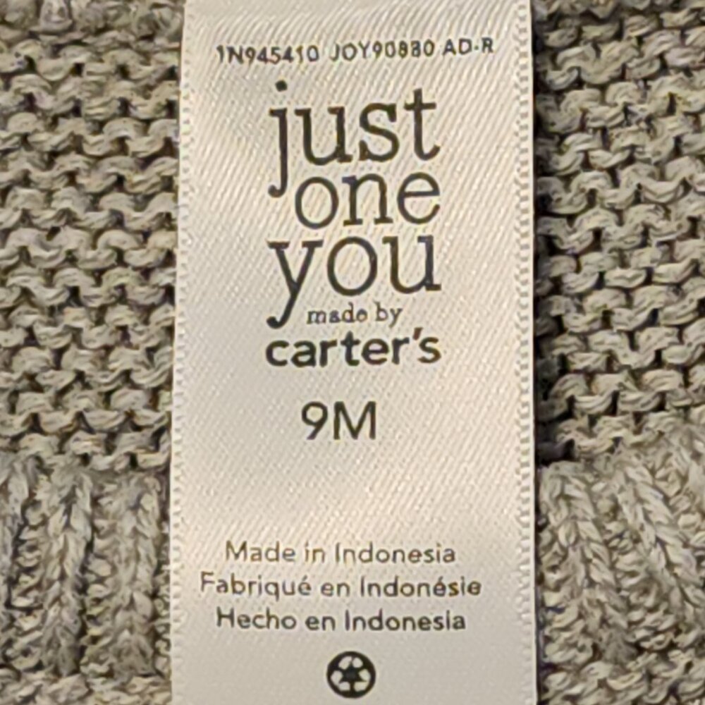 Carter's Just One You 100% Cotton Gray Sweater/Hat Set Infant/Baby Size 9 Months - Picture 7 of 9